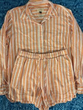 SOLD!!Universal Thread Pink and Orange Striped Relaxed-Fit Shirt
